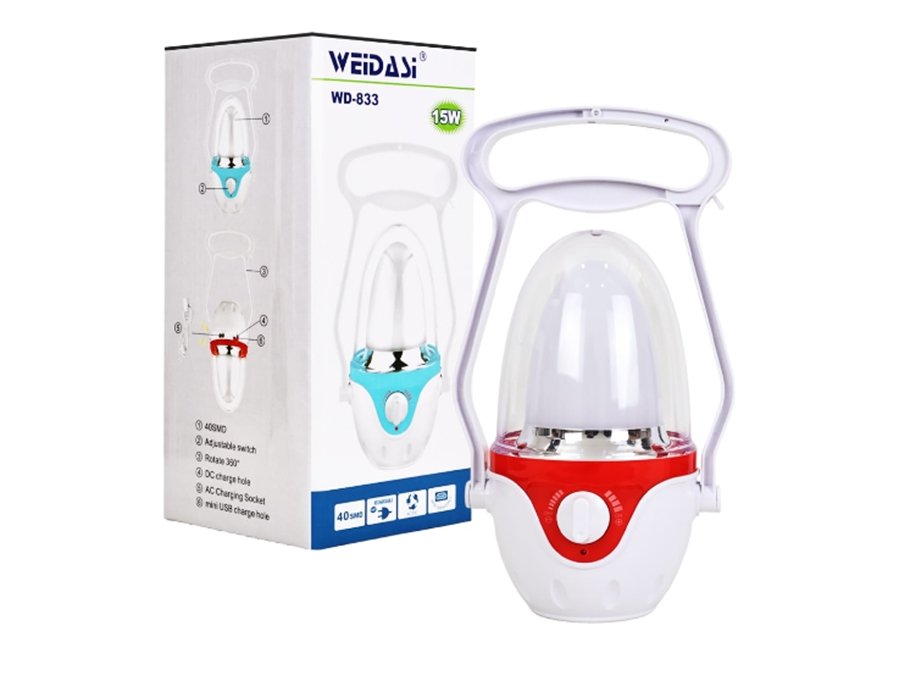 Powermaster WD-833 40 Ledli 15W Şarjlı Kamp Lambası