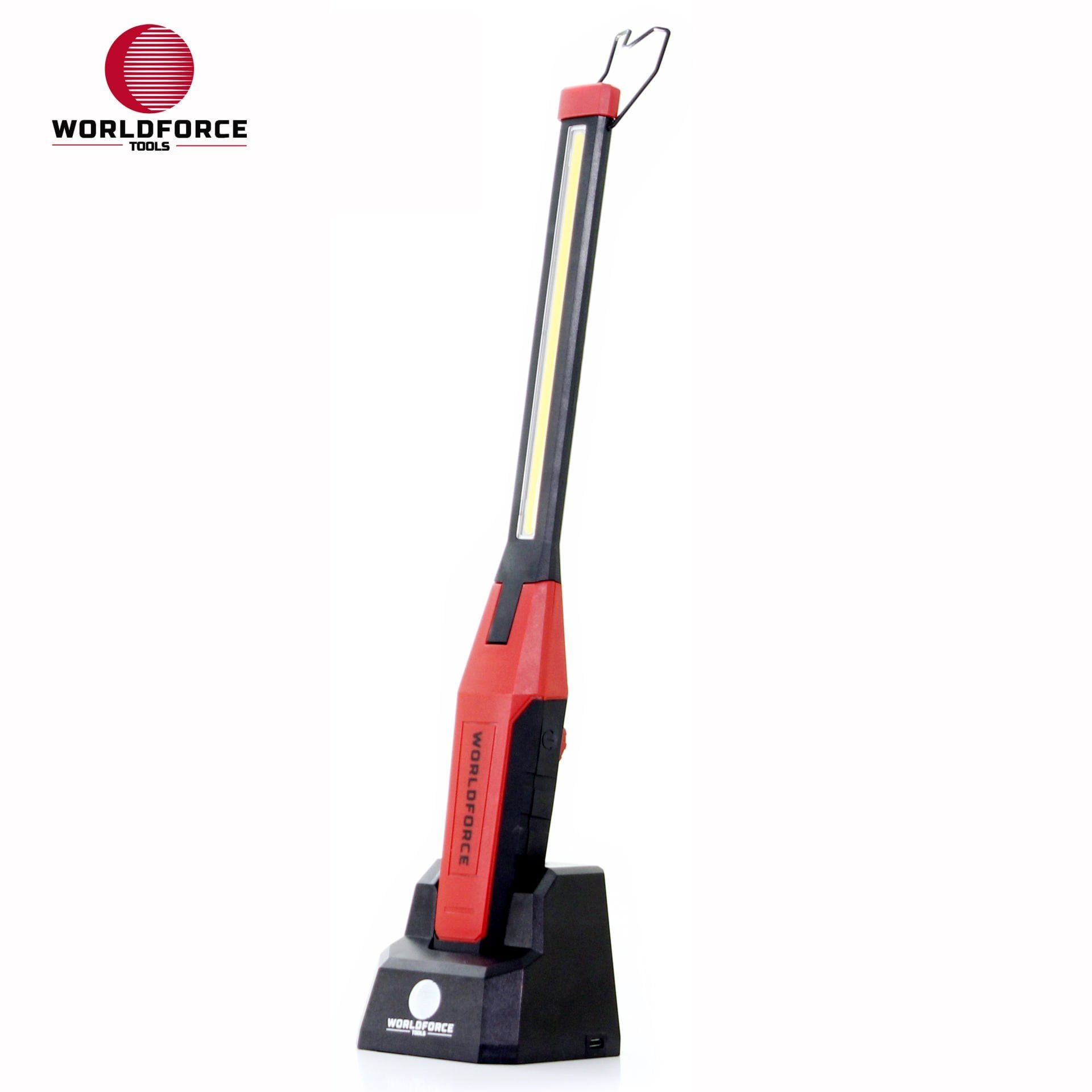 WORLDFORCE Şarjlı El Lambası COB Ledli İnce, Katlanır, Kısma Özellikli, Sehpalı 3.7V 2600mAh