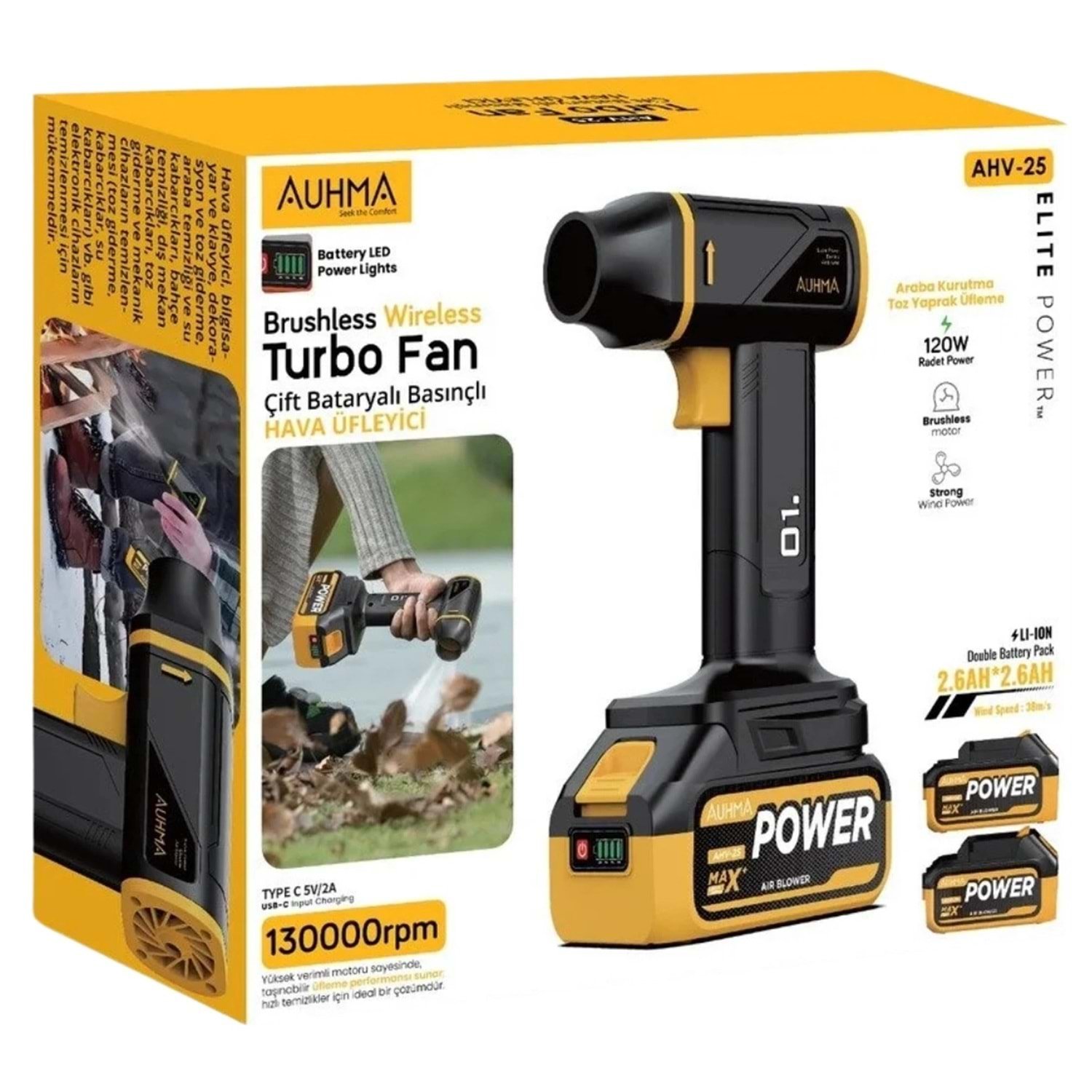Auhma Ahv-25 Turbo Fan – 130.000 Rpm Çift Batarya Turbo Elektrikli Hava Kompresörü