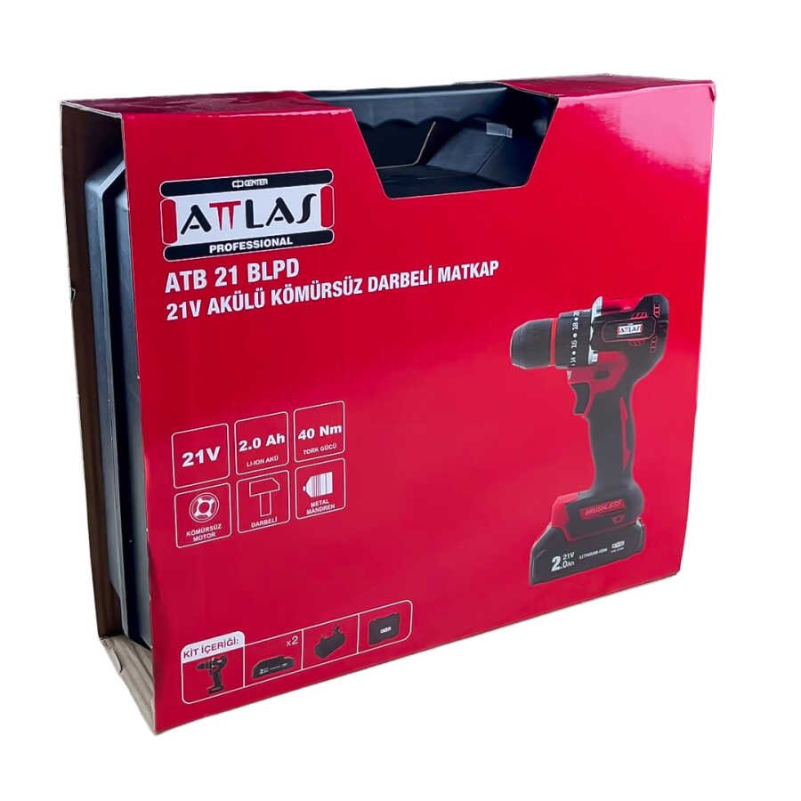 Attlas Atb 21 Blpdx-202c 2 x 2.0 Ah Çift Akülü Kömürsüz Darbeli Matkap - A0104098